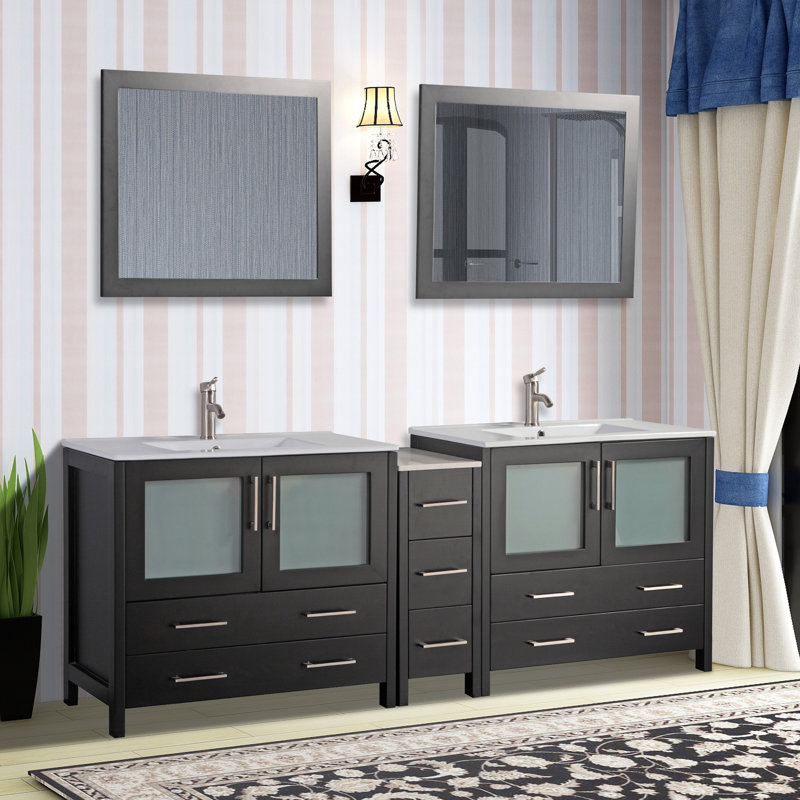 Michaella 84 Double Bathroom Vanity Set With Mirror double bathroom